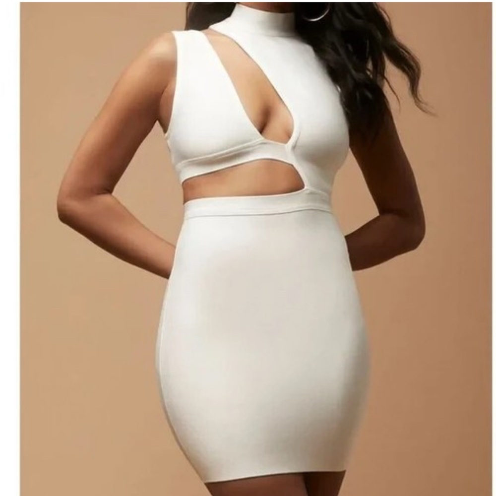 Herve Leger x forever 21 Cutout Bandage White Dress NWT size medium